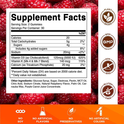 Vitamatic Vitamin D3 + K2 Gummies – 60 Count | Supports Bone, Heart & Immune Health