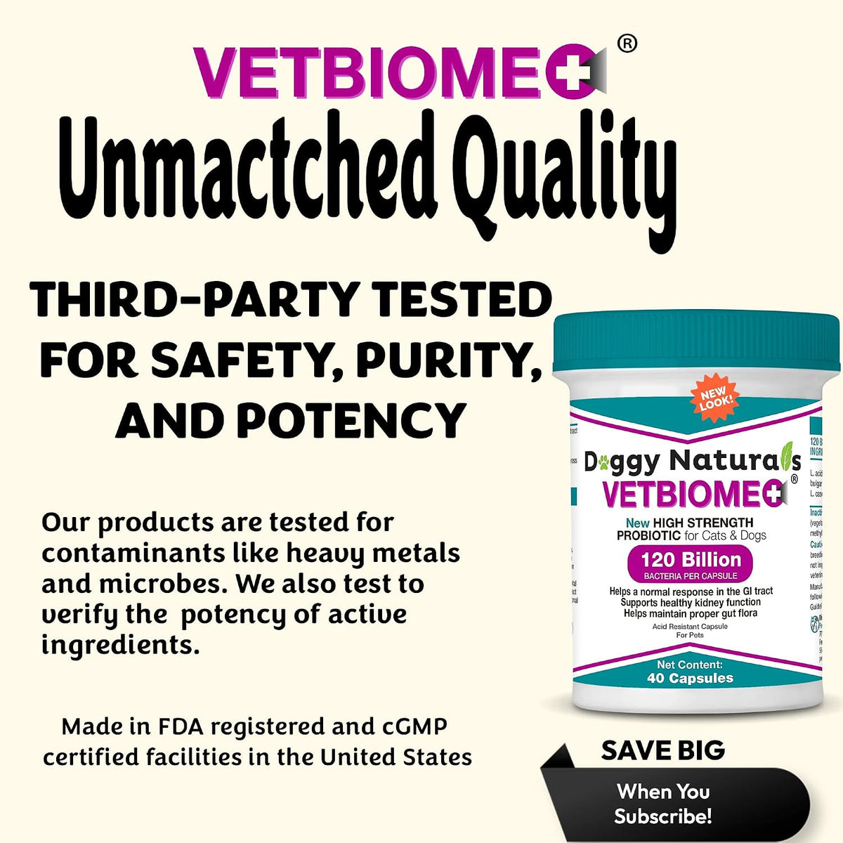 Vetbiome Plus High-Strength Probiotics for Pets - 120 Billion CFU, 9 Strain Formula - 120 Capsules (3 Pack) - görsel 4