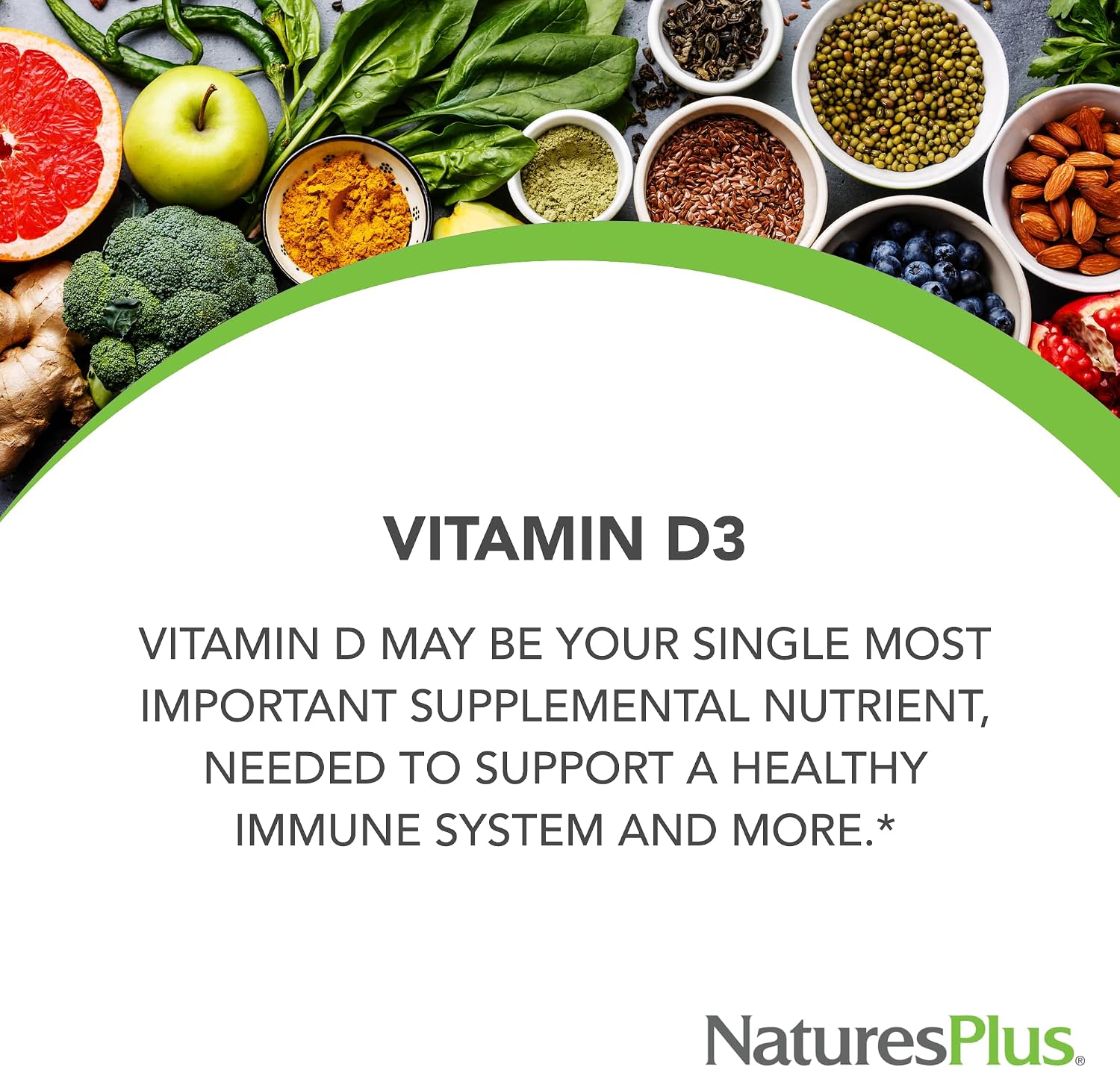 NaturesPlus Vitamin D3 400 IU - 90 Water-Dispersible Tablets - Bone Health & Immune Function - görsel 3