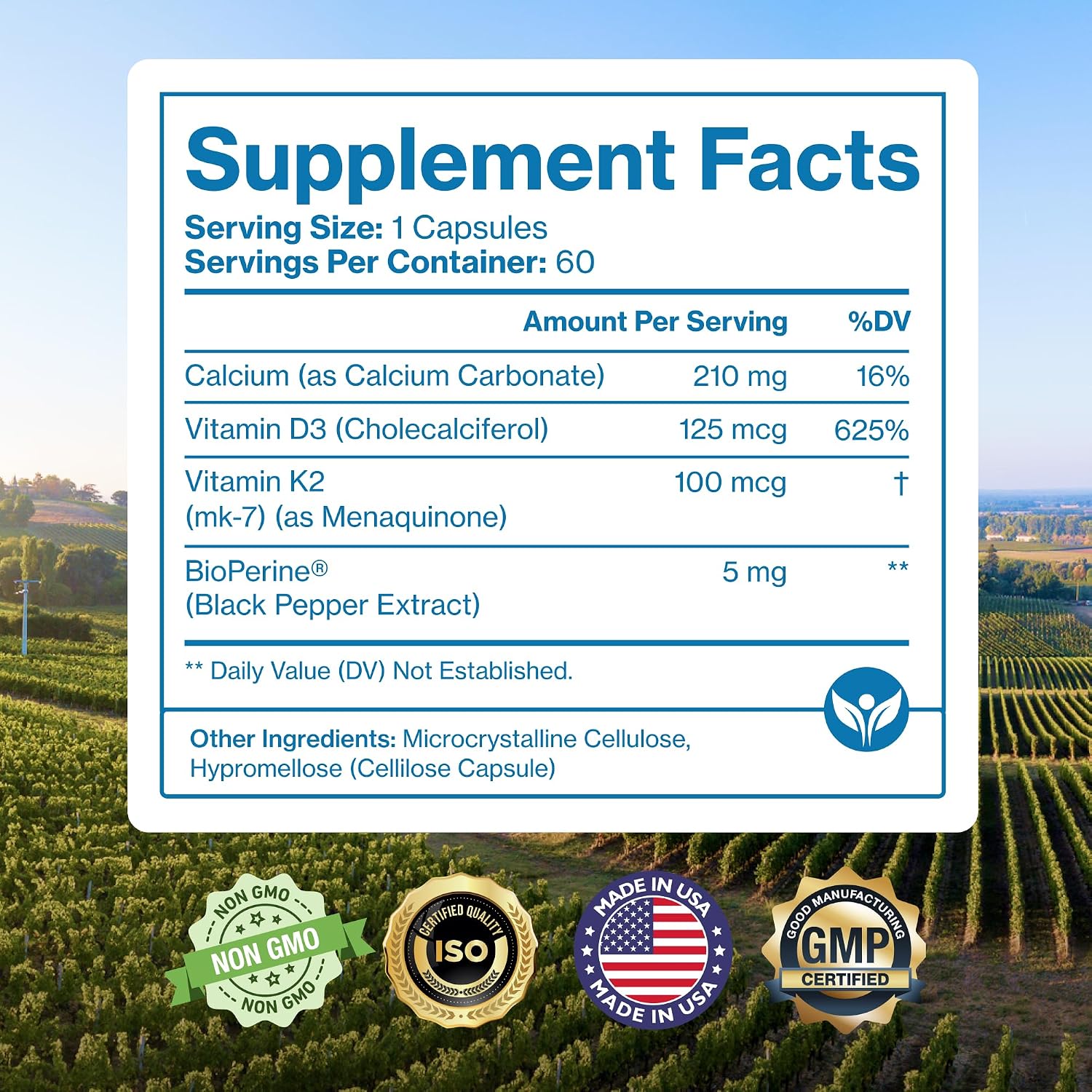 Pure Micronutrients Vitamin D3 K2 Supplement – MK7 100mcg, D3 5000 IU, BioPerine – Vegan Capsules - görsel 5