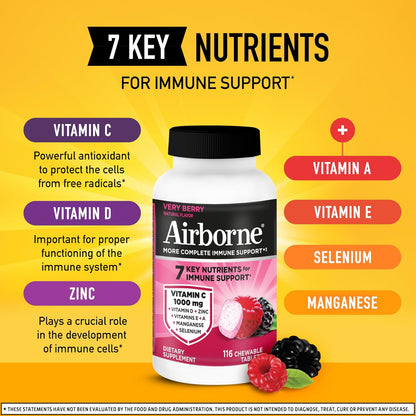 Airborne Very Berry Chewable Tablets, 116ct