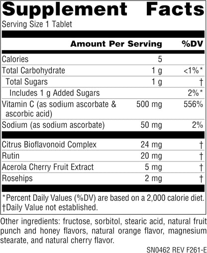 Source Naturals Chewable C, Acerola Cherry, 500mg - 100 Fruit Flavoured Tablets