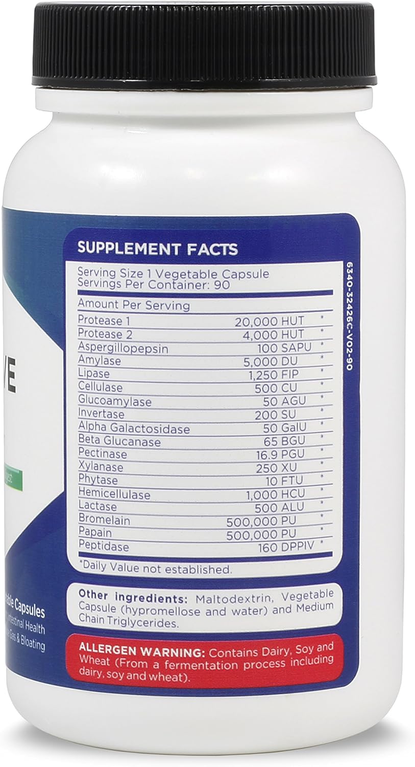 Digestive Enzymes - with Amylase, Bromelain, Protease, Lipase & 14 Other Enzymes - 90 Capsules - görsel 2