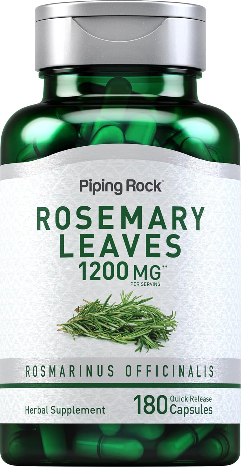 Piping Rock Rosemary Leaves | 180 Capsules | Herb Leaf Extract Food Supplement | Non-GMO, Gluten-free - görsel 1