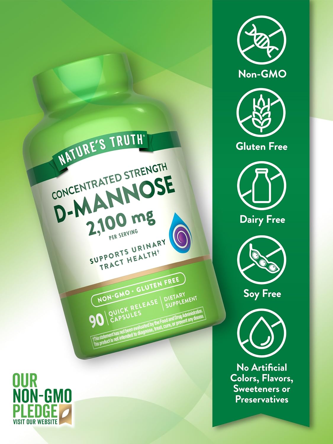 Nature's Truth D-Mannose, 2100 mg, 90 Capsules - görsel 3