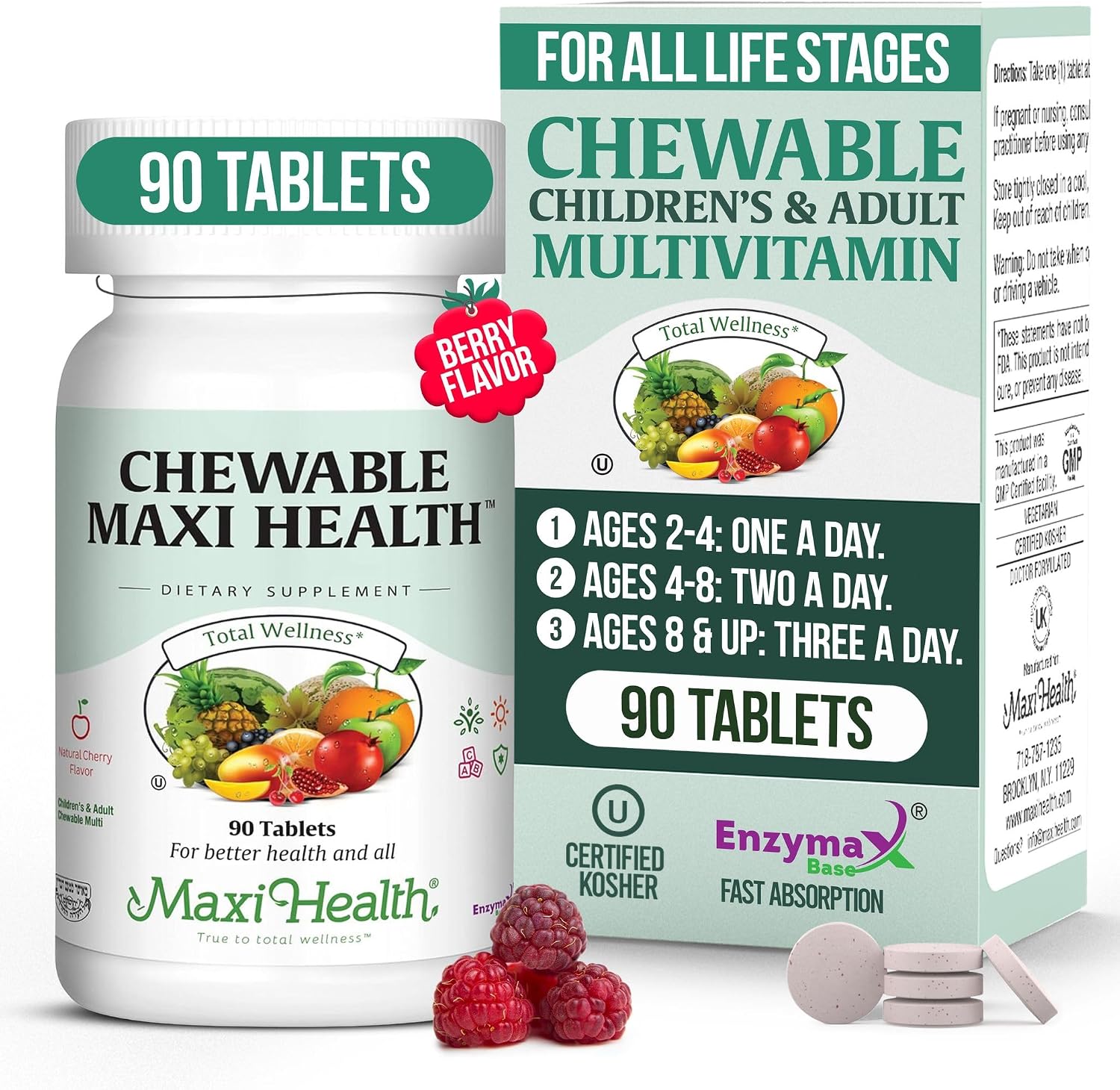 Maxi Health Chewable Multivitamin with Iron – Cherry Flavoured, 180 Tablets - görsel 10