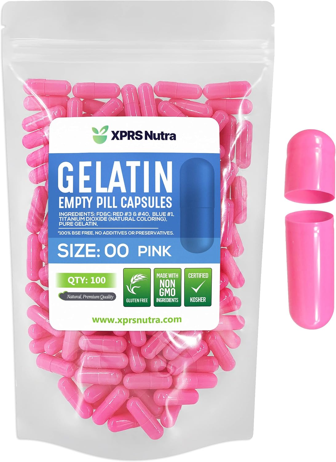 XPRS Nutra Size 00 Empty Gelatine Capsules - 100 Pack - Clear Capsules for DIY Supplement Encapsulation - görsel 8