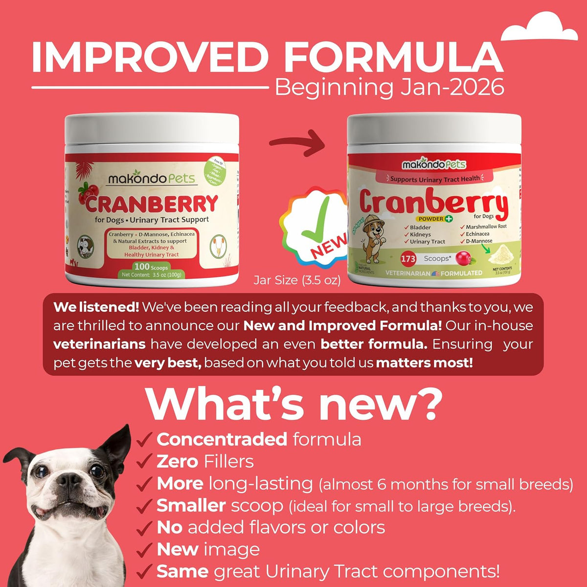 Cranberry Supplement for Dogs – Cranberry Powder with D-Mannose, Marshmallow Root & Vitamin C – 173 Scoops - görsel 2