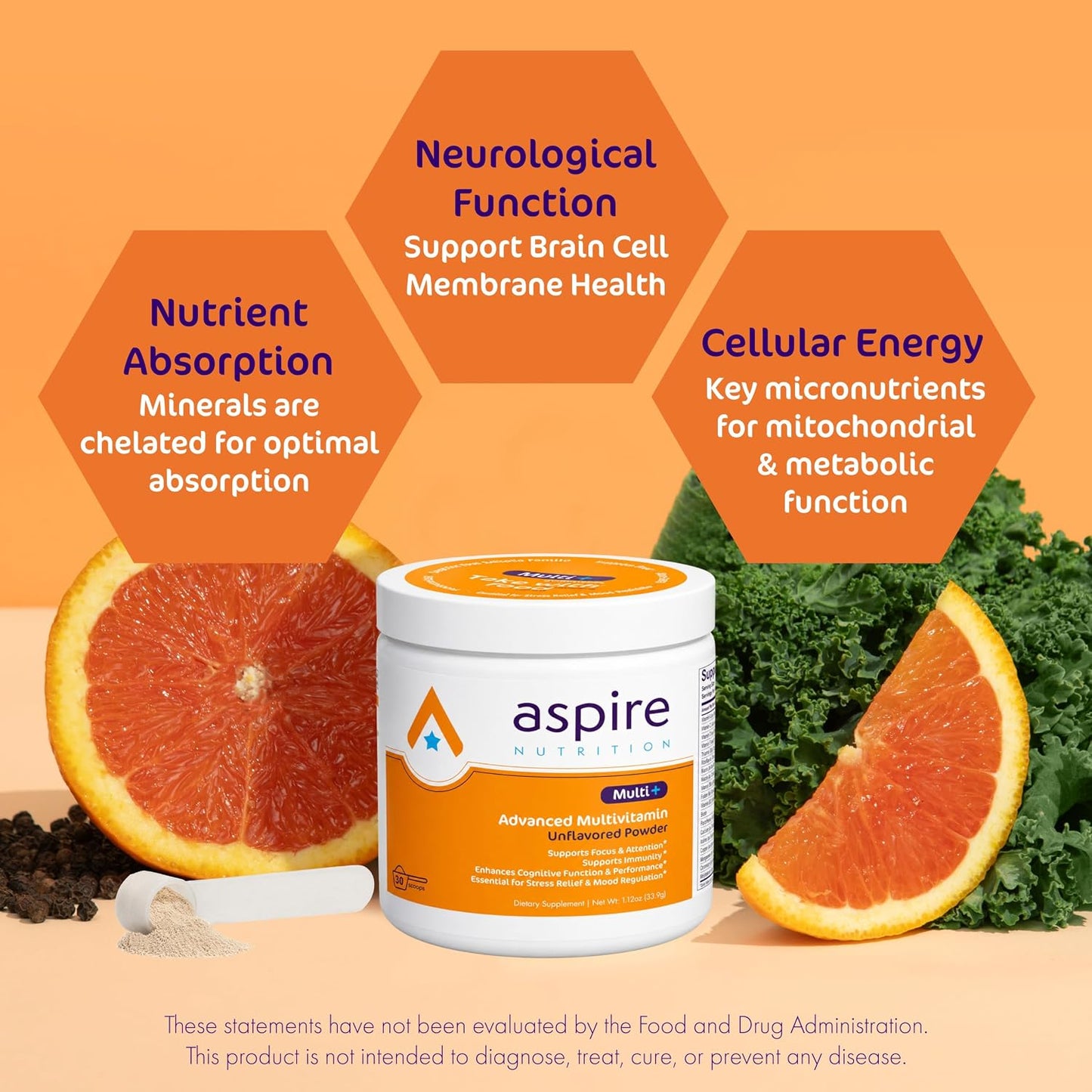 Aspire Multi+ Advanced Multivitamin Powder for Kids, Men & Women - Unflavoured - görsel 5