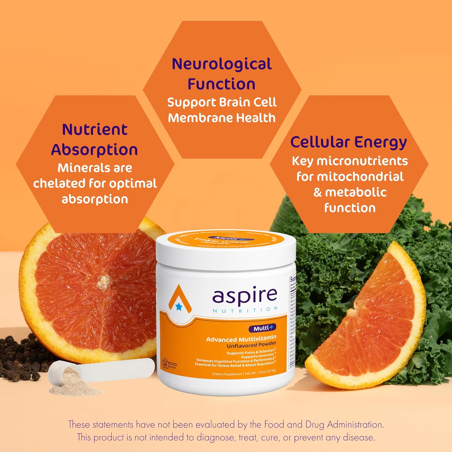 Aspire Multi+ Advanced Multivitamin Powder for Kids, Men & Women - Unflavoured - görsel 5