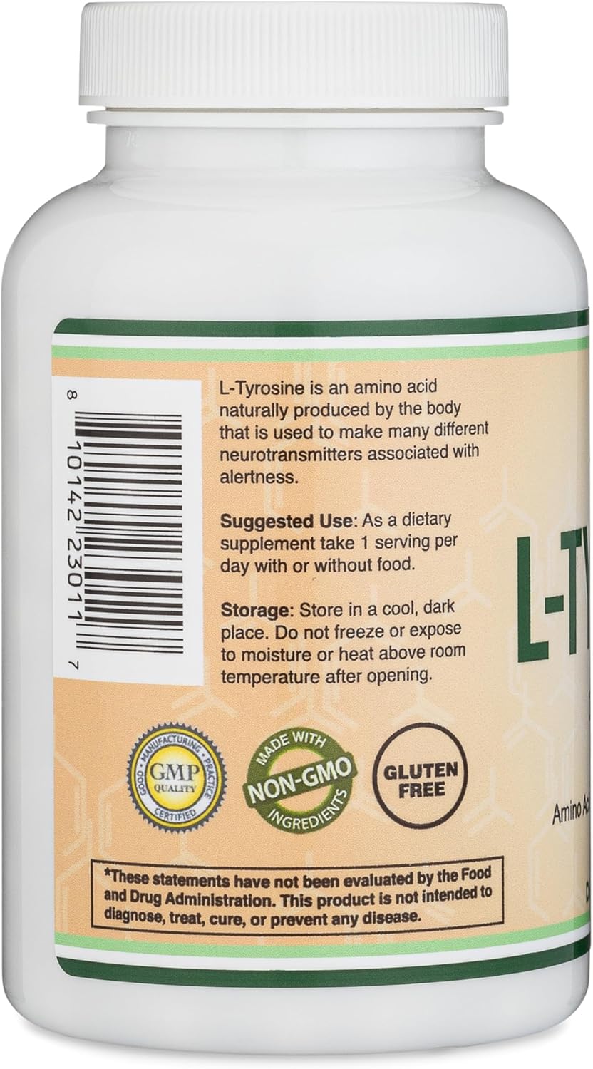 L-Tyrosine 1,000mg per Serving, 120 Veggie Capsules – Memory, Attention & Focus Support - görsel 4