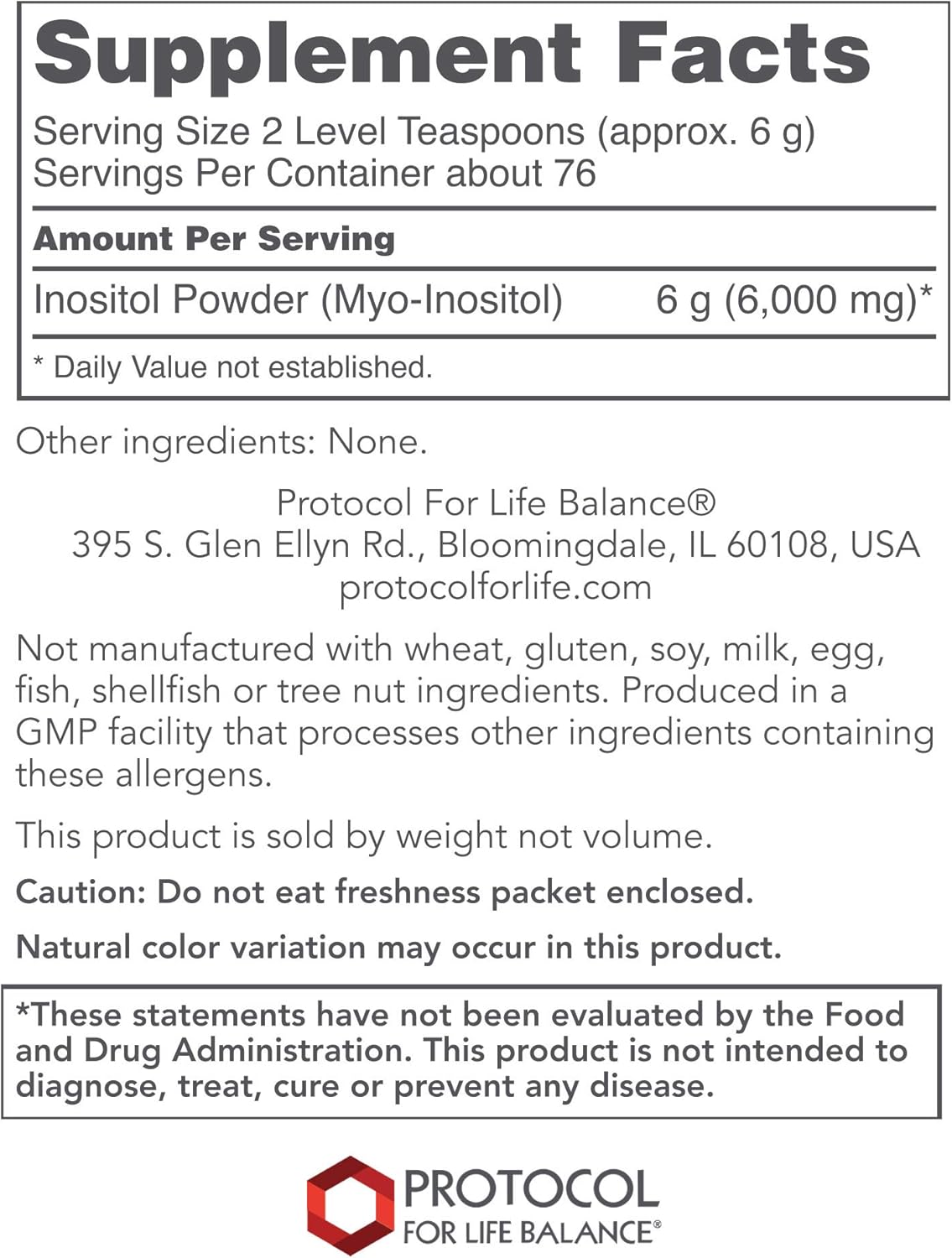 Protocol For Life Balance Myo-Inositol Powder, 454 g (1 lb) - görsel 2