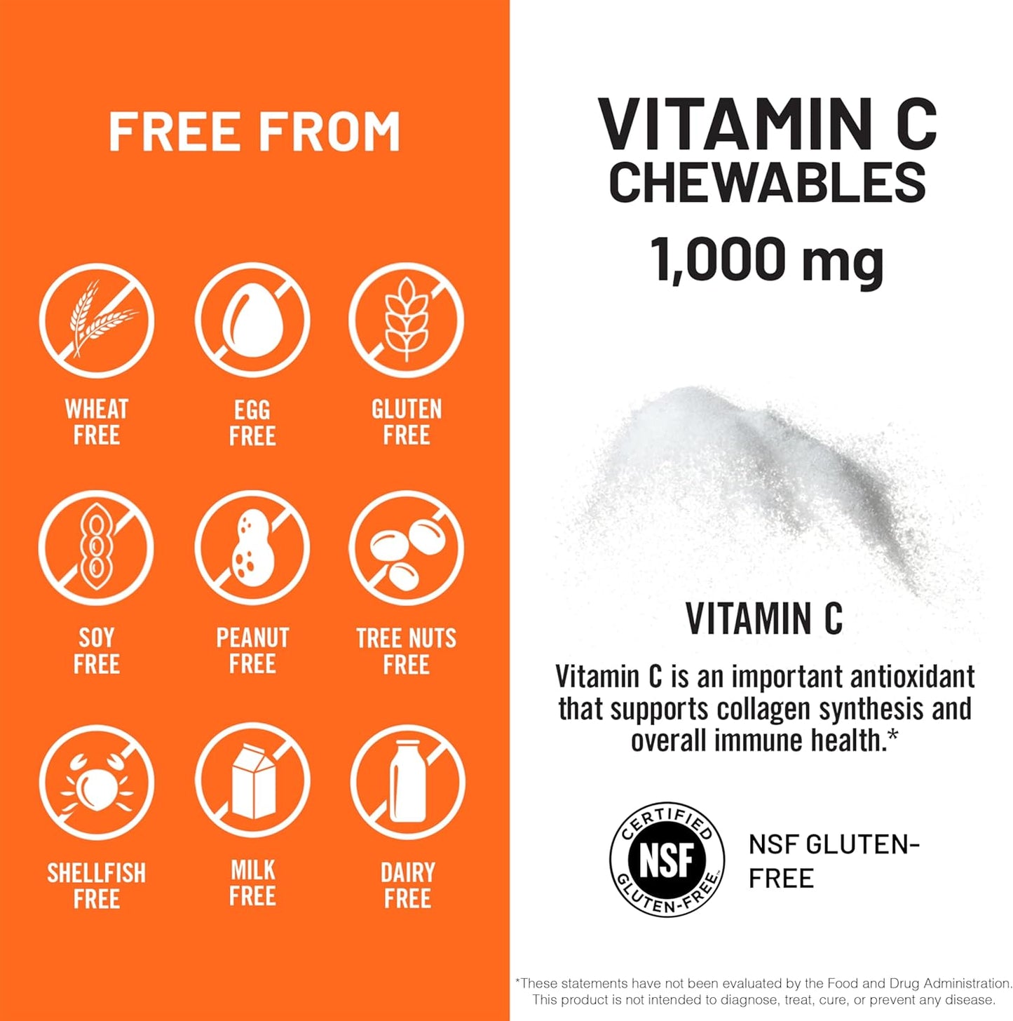 NatureWise Extra Strength Vitamin C Chewable 1000mg - Natural Orange Flavour - 90 Chewable Tablets - görsel 5