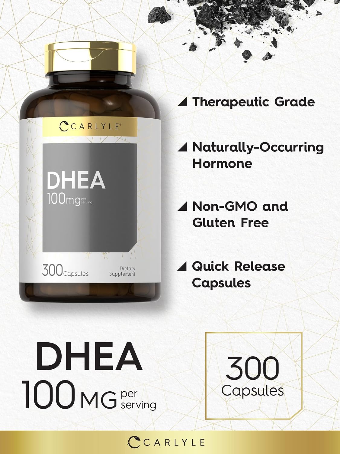 Carlyle DHEA 100mg Food Supplement - 300 Capsules for Women and Men - görsel 3