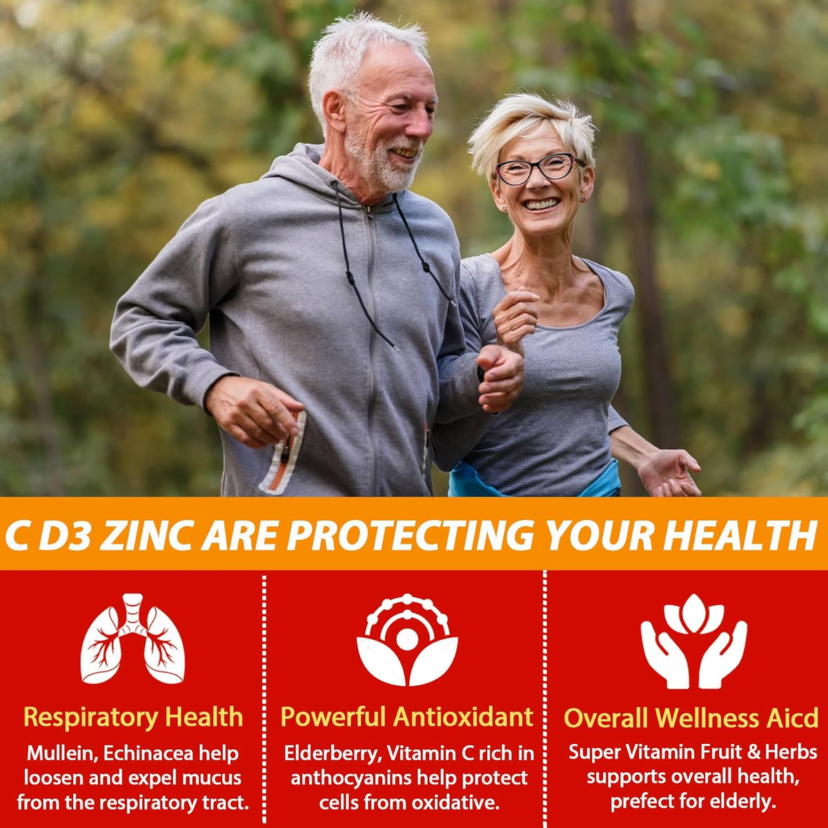 Sugar Free Vitamin C + D3 + Zinc Gummies for Adults 50+, 9 in 1 Immune Defence Supplement with D3 5000IU, Elderberry, Echinacea, Mullein Leaf - Vegan (Pack of 1) - görsel 4
