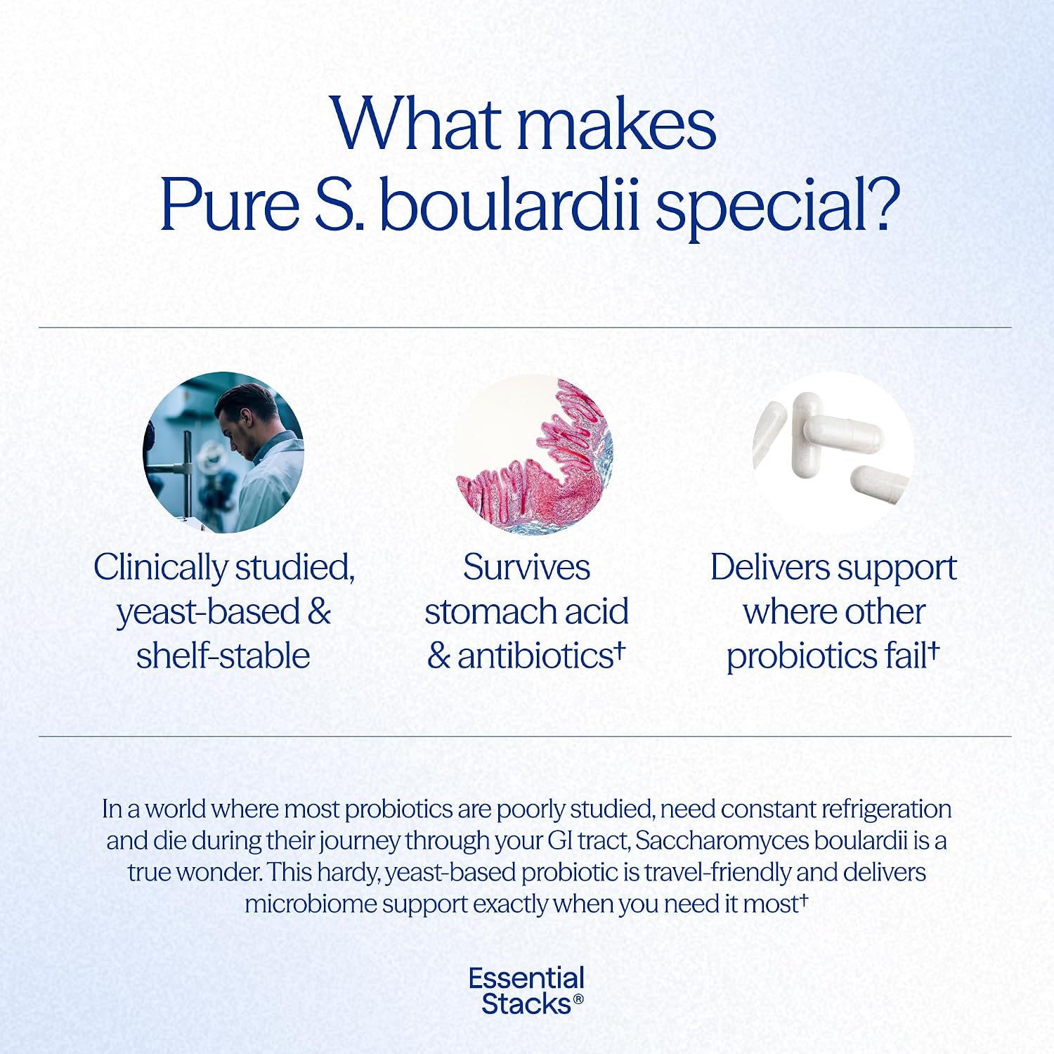 Essential Stacks Saccharomyces Boulardii Probiotics - 5 Billion CFUs for Gut Health (60 Capsules) - görsel 5