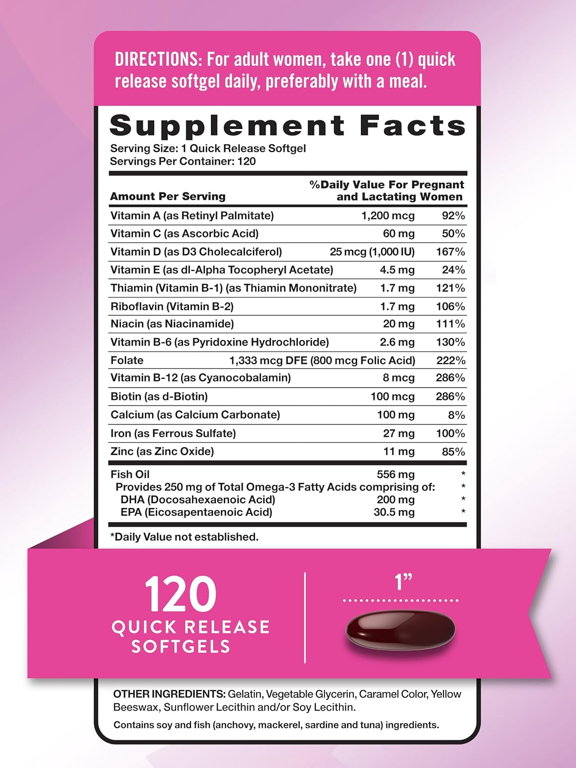 Nature's Truth Prenatal Vitamin for Women | 120 Softgels | Non-GMO & Gluten-free Multivitamin Supplement with DHA and Folic – Image 2