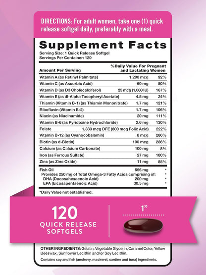 Nature's Truth Prenatal Vitamin for Women | 120 Softgels | Non-GMO & Gluten-free Multivitamin Supplement with DHA and Folic – Image 2