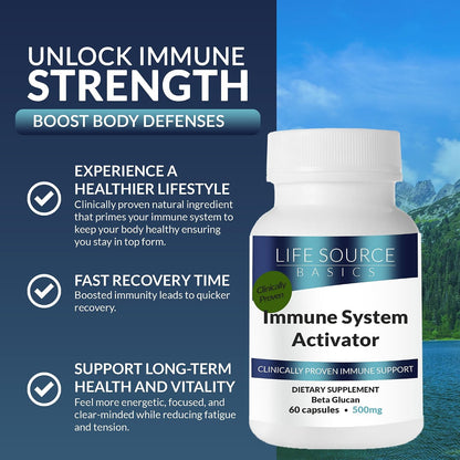 Life Source Basics Immune Support Activator - High-Purity Beta 1,3/1,6 Glucan - 500 mg, 60 Capsules