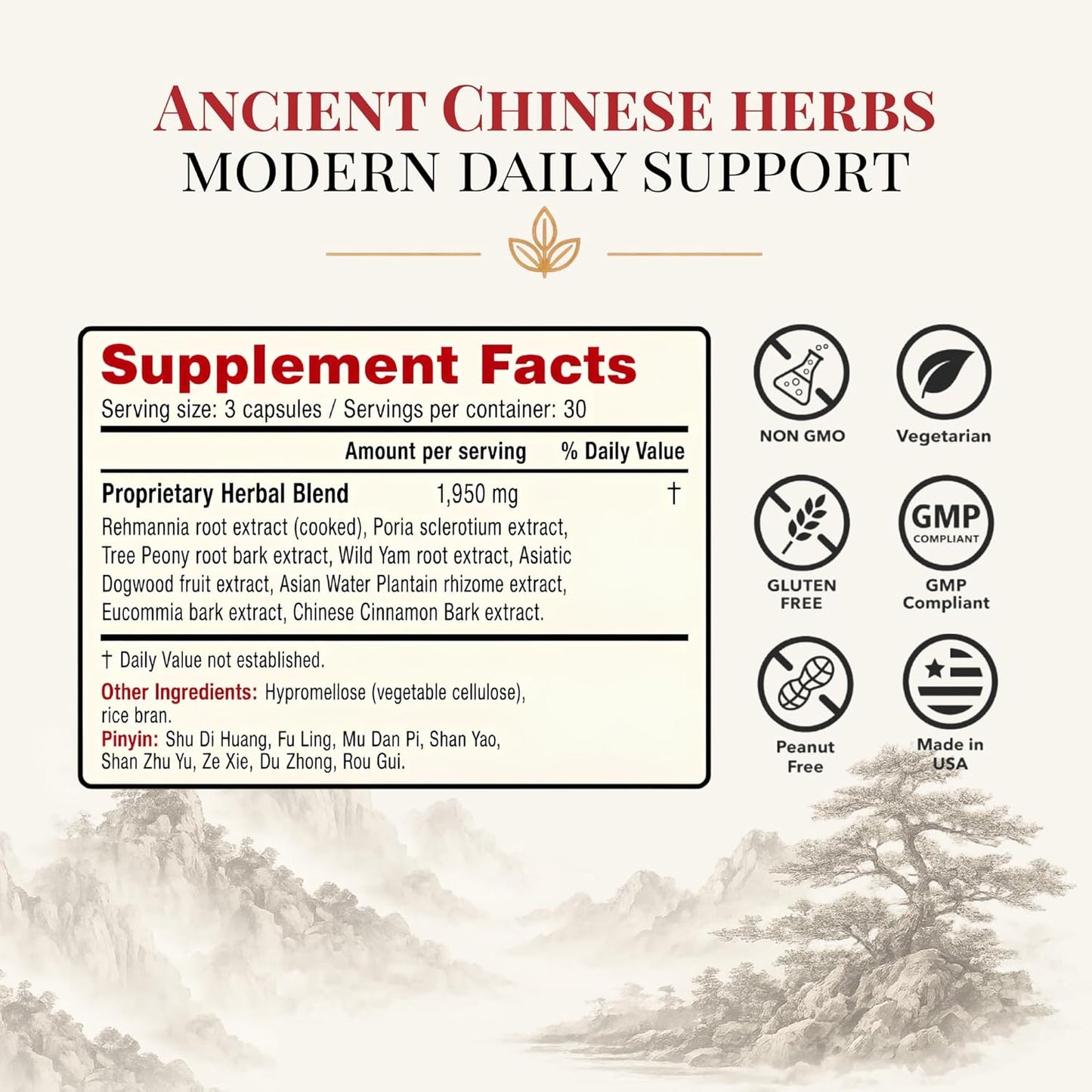 Health Concerns Rehmannia 8 – A Classic Chinese Herbal Formula for Kidney and Urinary Health – 90 Capsules - görsel 2