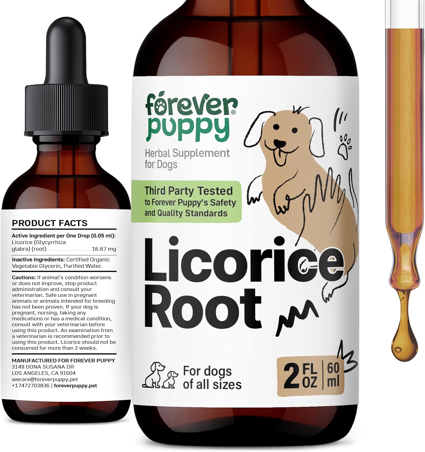 Forever Puppy Liquorice Root Tincture for Dogs - Respiratory Health Supplement (60 ml) - görsel 1