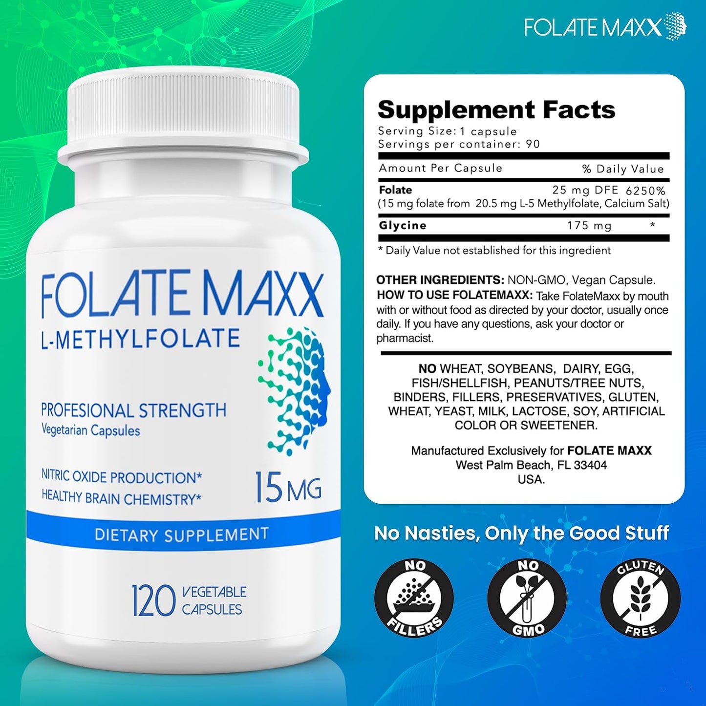 FolateMaxx L-Methylfolate 15mg, 120 Capsules – Doctor-Formulated Methyl Folate for Energy, Mood and Focus - görsel 4