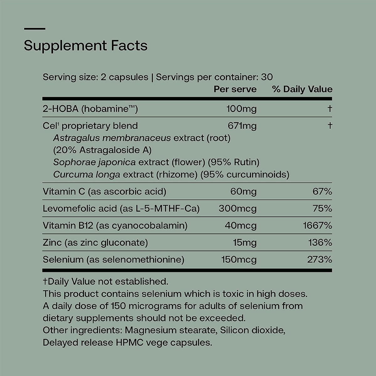 SRW Laboratories Cel¹ Stability | Stem Cell Supplement with 2-HOBA - Supports Stress Defence, DNA Structure & Youthful Cell Function | 60 Capsules - görsel 3