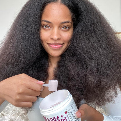 Qhemet Biologics MSM + Biotin Hair Nutrient Drink Mix - Wildberry Powder for Lush Volume (241 g)