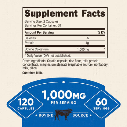 Nutricost Colostrum 1000mg, 120 Capsules