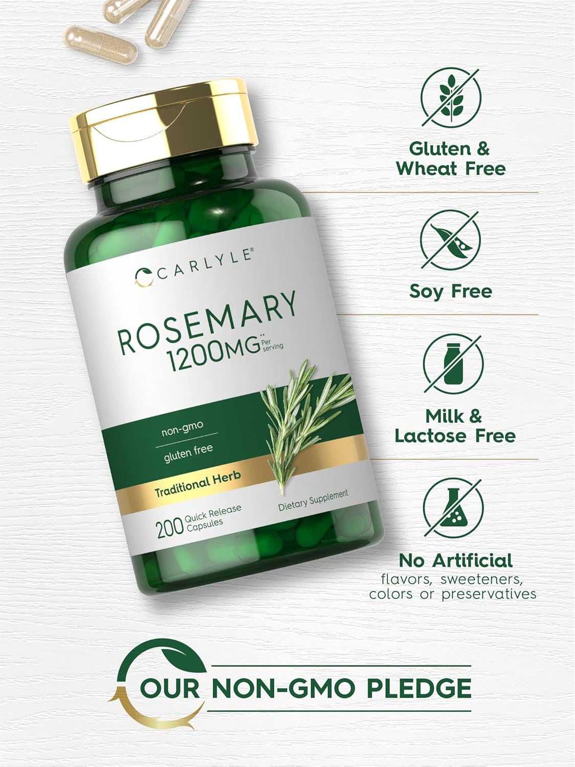 Carlyle Rosemary Capsules, 200 Count - görsel 4