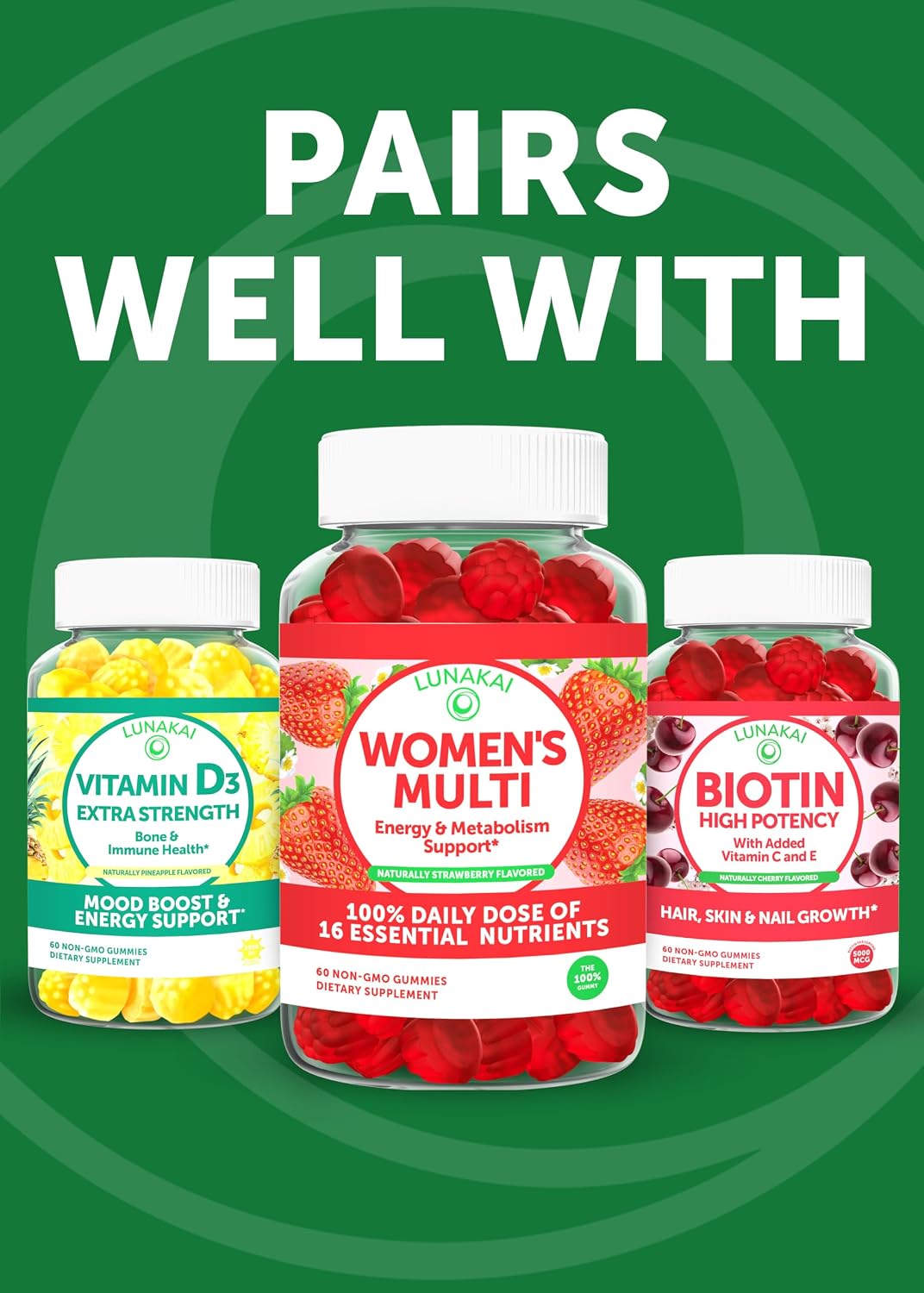 Lunakai Vitamin C Gummies - 300mg Immune Support for Adults and Children, Non-GMO, Vegan, Orange Flavour (60 Count) - görsel 9