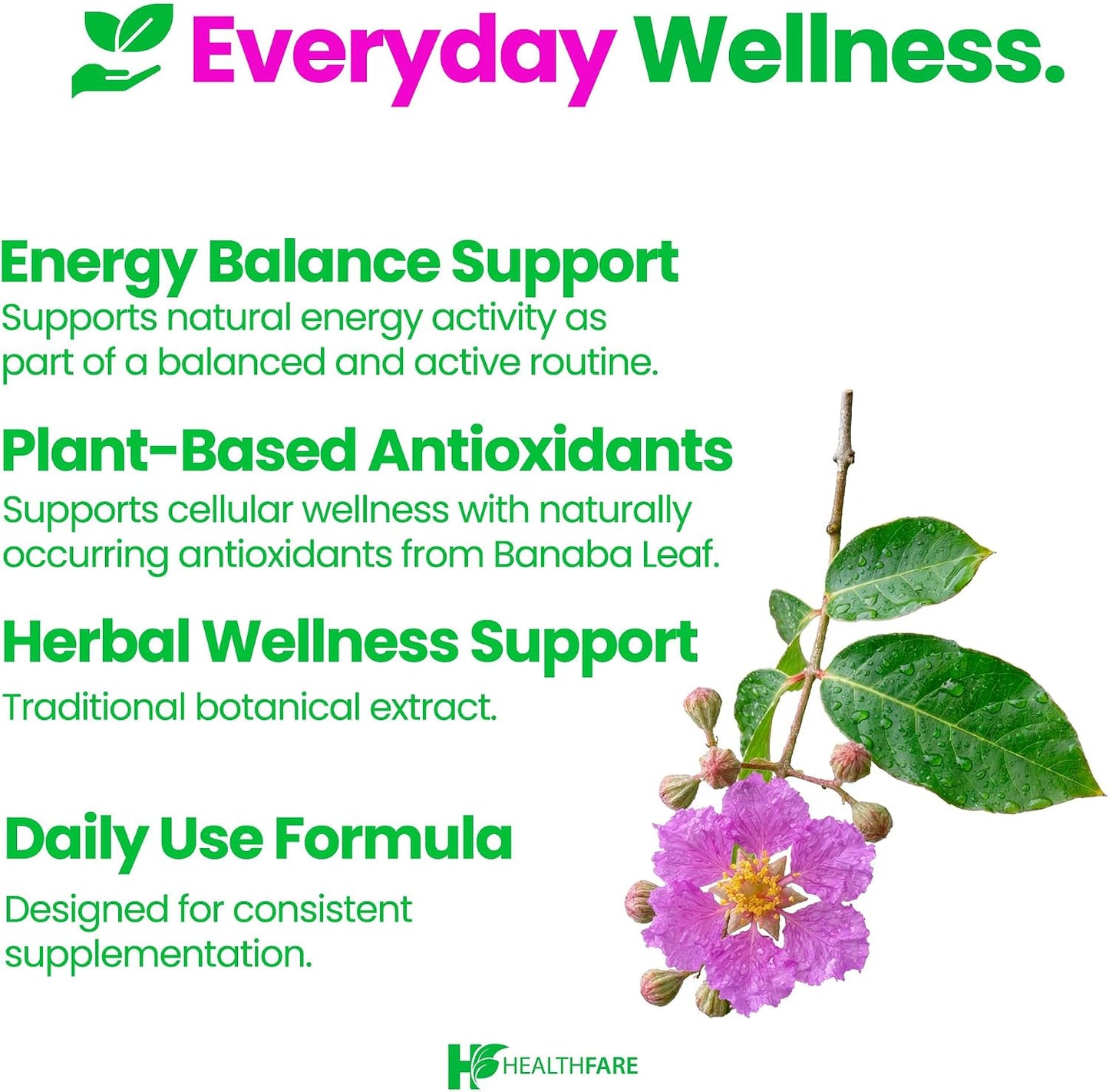 Healthfare Banaba Leaf Extract Capsules 3000mg | 90 Vegan Pills | Standardised with Corosolic Acid | Non-GMO, Gluten-free | Made in USA - görsel 5