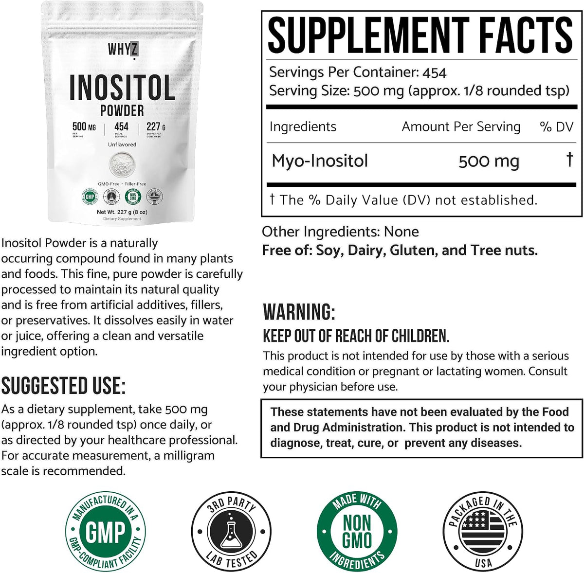 Inositol Powder 227g - Pure Inositol Supplement for Ovarian Health, Fertility & Hormonal Balance – Image 2