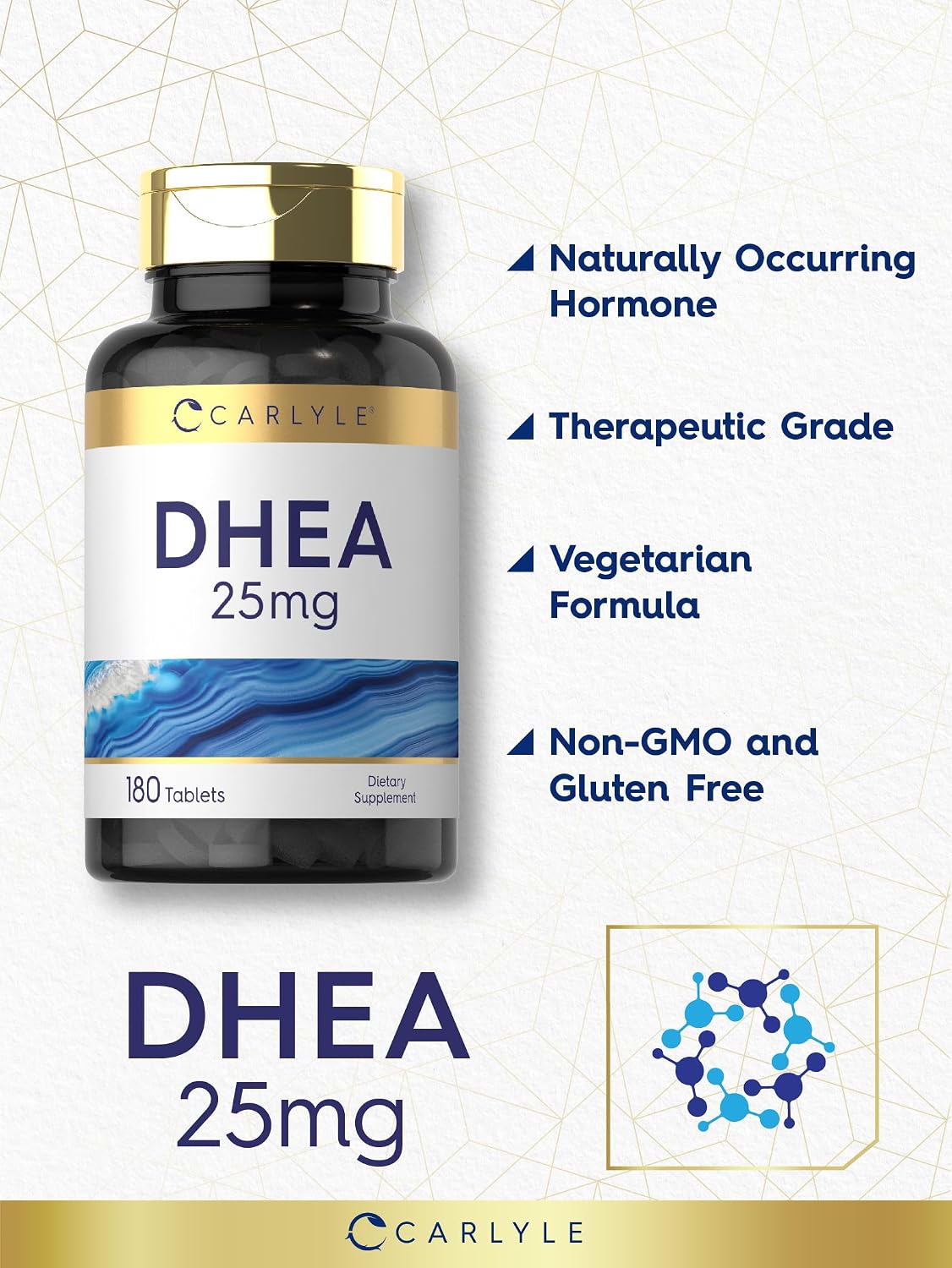 Carlyle DHEA 25 mg Supplement – 180 Vegetarian Tablets, Non-GM & Gluten-Free - görsel 4