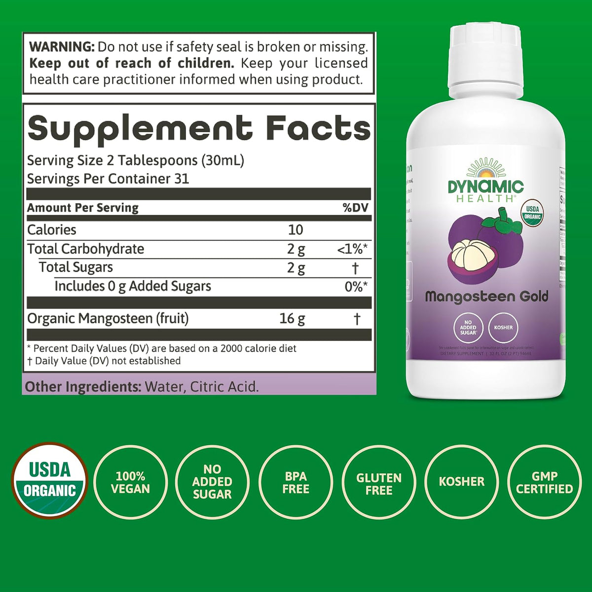 Dynamic Health Organic Mangosteen Gold Juice, 946 ml - görsel 3