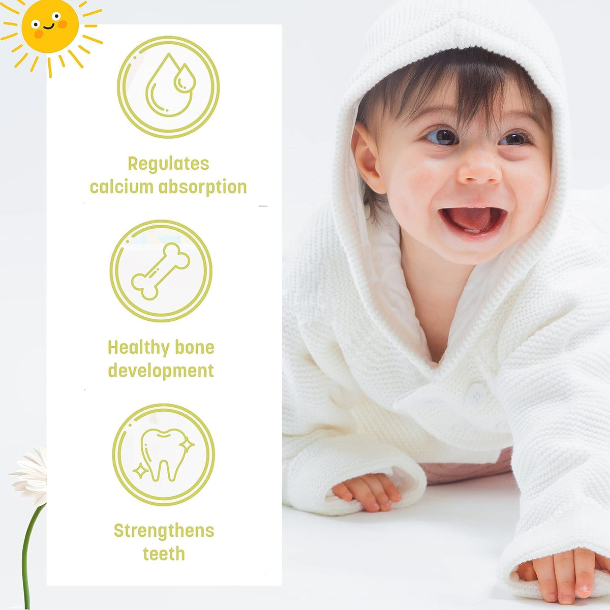 Organic Baby Vitamin D Drops – Vegetarian 400 IU Liquid Vitamin D3 for Babies & Newborns | No Sugar or Flavours | Non-GMO | Gluten-free & Tummy Gentle | Ages 4 Years & Under | Halal & Kosher Friendly - görsel 3