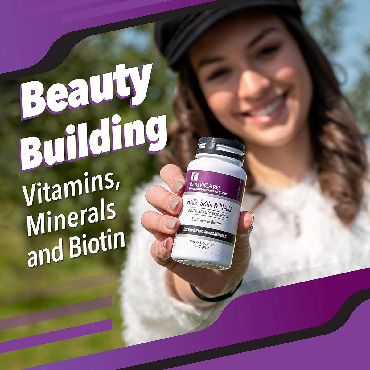 Rejuvicare Hair, Skin & Nails Beauty Formula with Biotin, Collagen Building Vitamins and Minerals, 30 Servings - görsel 5