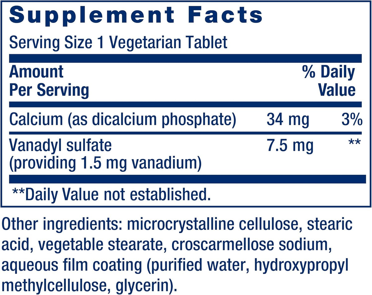 Life Extension Vanadyl Sulphate, Trace Mineral Supplement for Metabolic Support – 100 Tablets - görsel 3