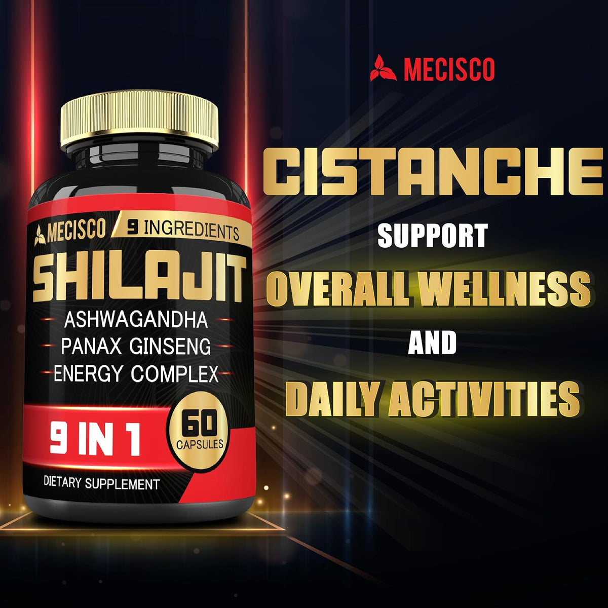 Shilajit Supplement with Ashwagandha Root, Panax Ginseng, L-Arginine, Chaga & More - Immune Support, Energy Production, Stamina & Comfortable Mood - 60 Capsules - görsel 2