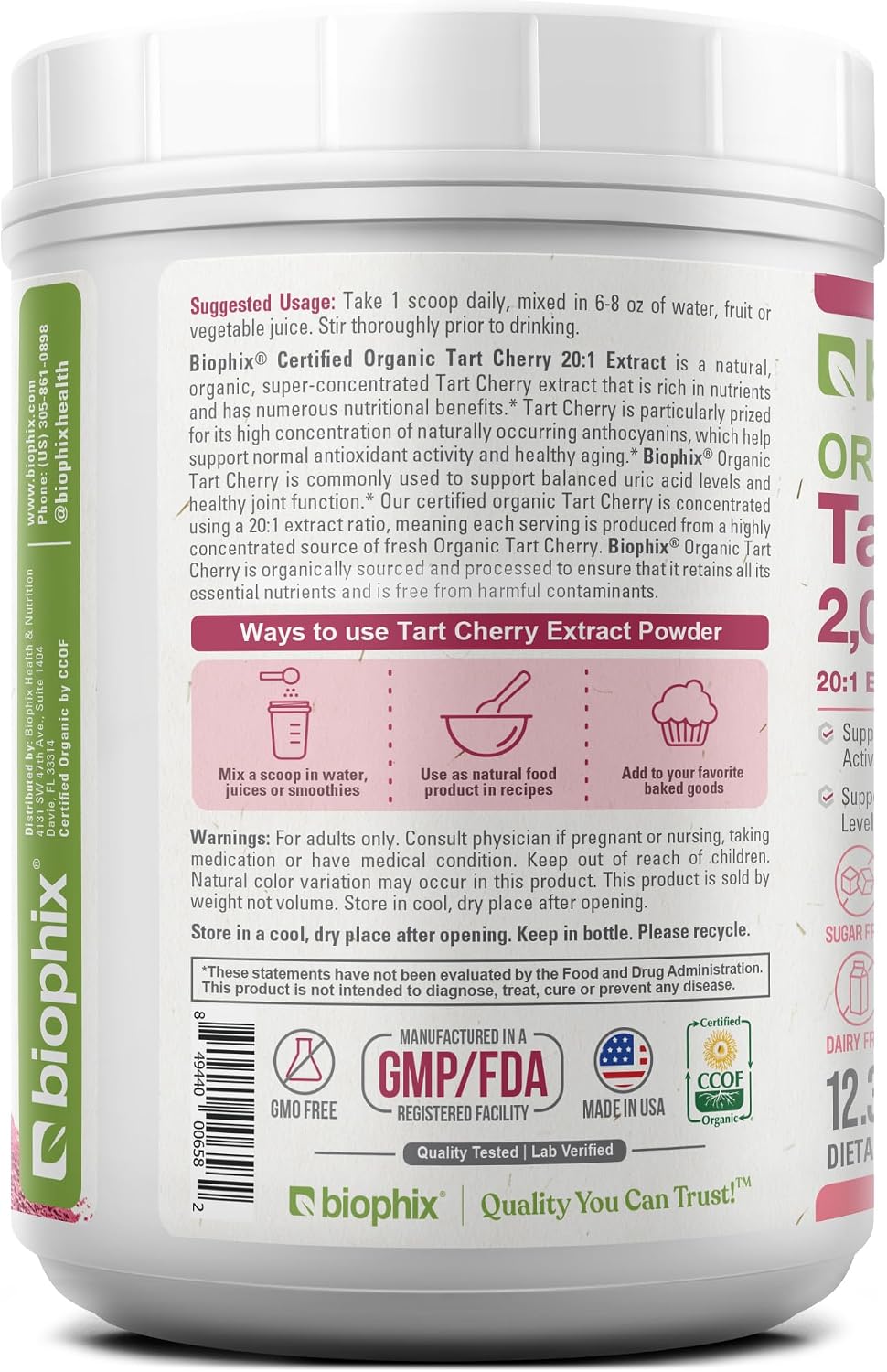 biophix Organic Tart Cherry Powder - 20:1 Extract, 350 g - Antioxidant-Rich Superfood - Supports Heart & Digestive Health - Natural Flavour - No Added Sugar - görsel 9