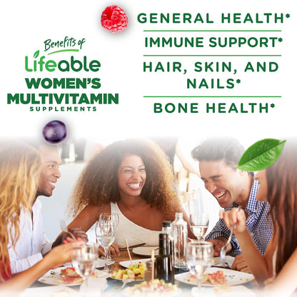 Lifeable Women's Multivitamin Gummy | with Vitamin A, C, D, E, Niacin, B6, Folate, B12, Biotin, Pantothenic Acid, Iodine, Zinc | Great Tasting Multivitamin for Women Gummies | 90 Gummies