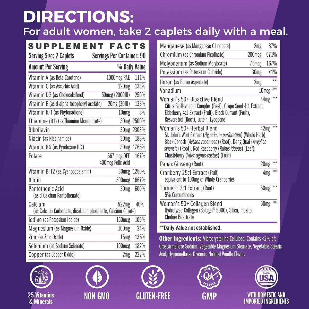 Vitamin World Ultra 360 Multivitamin for Women 50 Plus - 180 Caplets - görsel 2