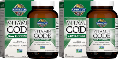 Garden of Life Raw Vitamin Code K Complex - Vitamin K1 & K2 Supplement with Probiotics, 60 Vegan Capsules