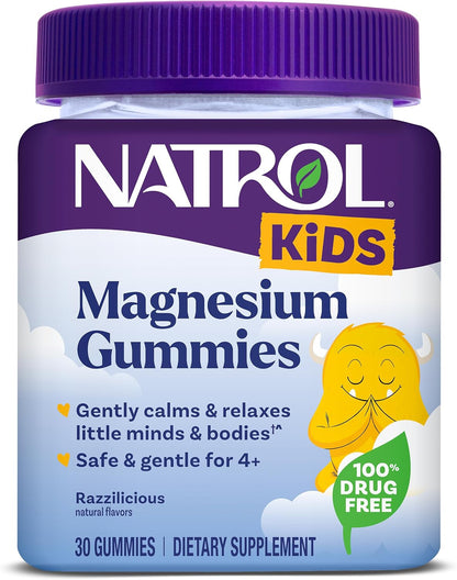 Natrol Kids Magnesium Citrate Gummies, Raspberry Flavour, 30 Chews – Food Supplement