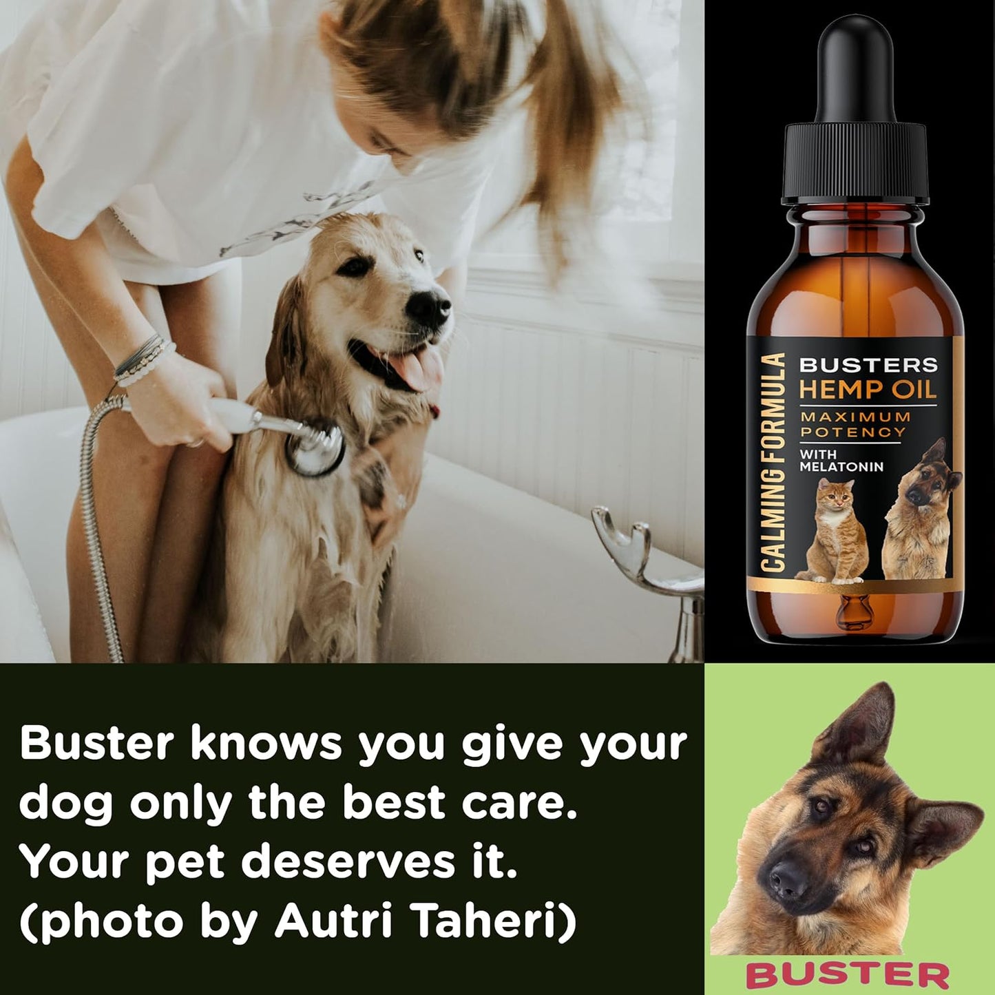 Buster's Cold Pressed Hemp Seed Oil for Dogs and Cats - Melatonin Calming Drops - 2-Pack Natural Pet Hemp Oil - Sleep Support Supplement - görsel 4