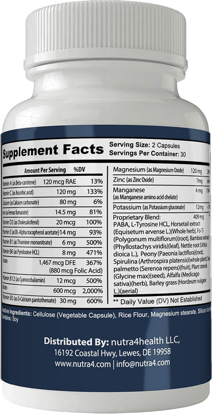 Revifol Hair, Skin and Nails Supplement - Advanced Biotin Formula - 60 Capsules
