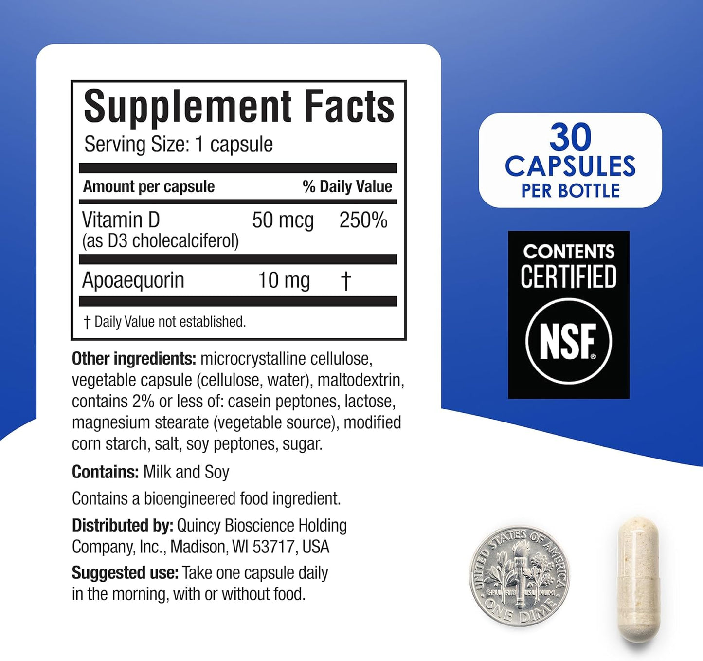 Prevagen Regular Strength - 30 Capsules (1 Month's Supply) with 10mg Apoaequorin & Vitamin D3 - görsel 6