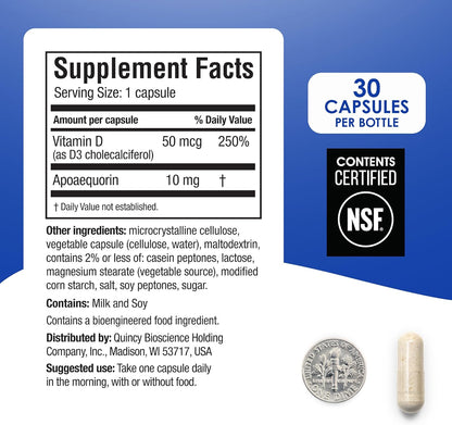 Prevagen Regular Strength - 30 Capsules (1 Month's Supply) with 10mg Apoaequorin & Vitamin D3