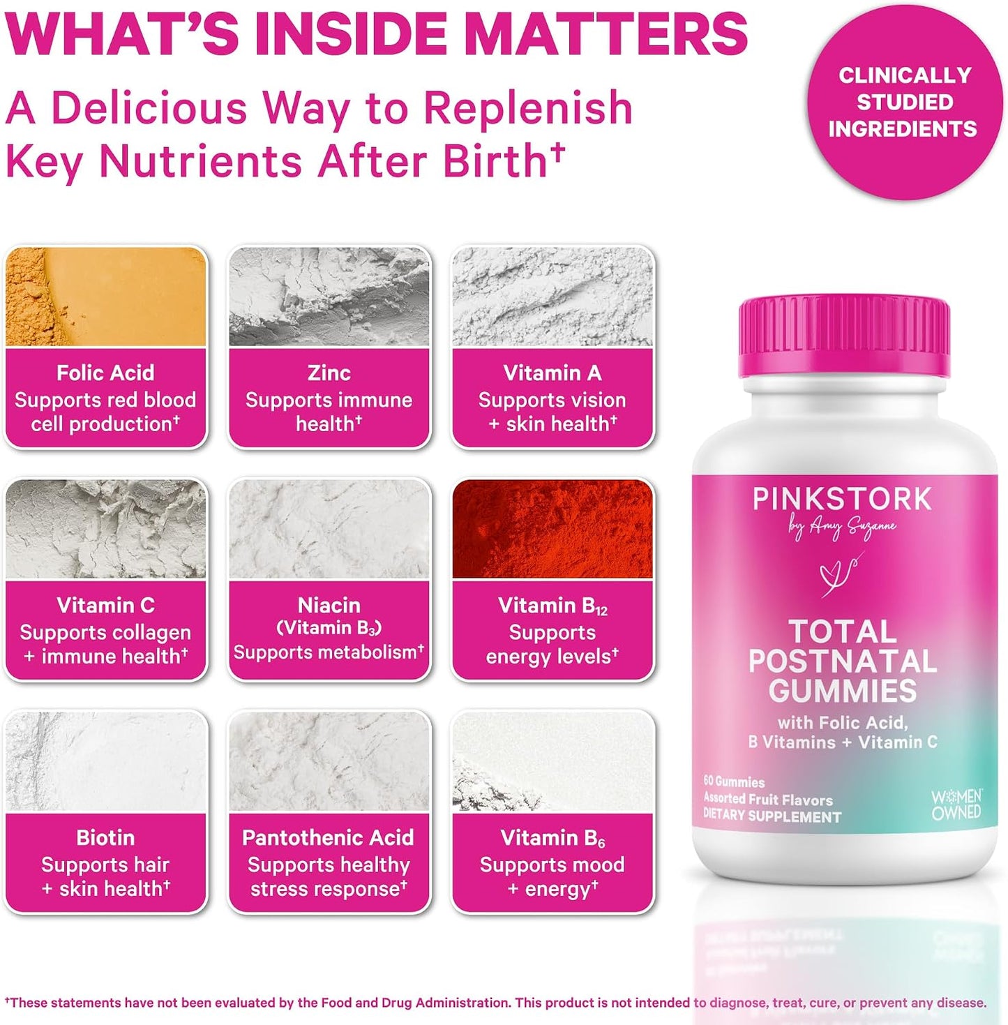 Pink Stork Total Postnatal Vitamin Gummies – Multivitamin for Postpartum Recovery and Breastfeeding Support (60 Gummies) - görsel 2
