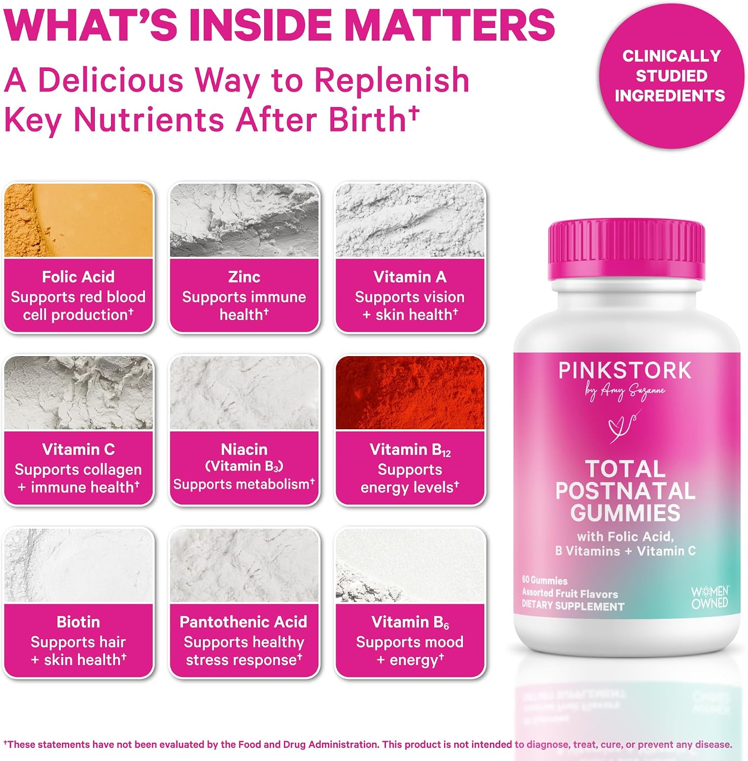 Pink Stork Total Postnatal Vitamin Gummies – Multivitamin for Postpartum Recovery and Breastfeeding Support (60 Gummies) - görsel 2